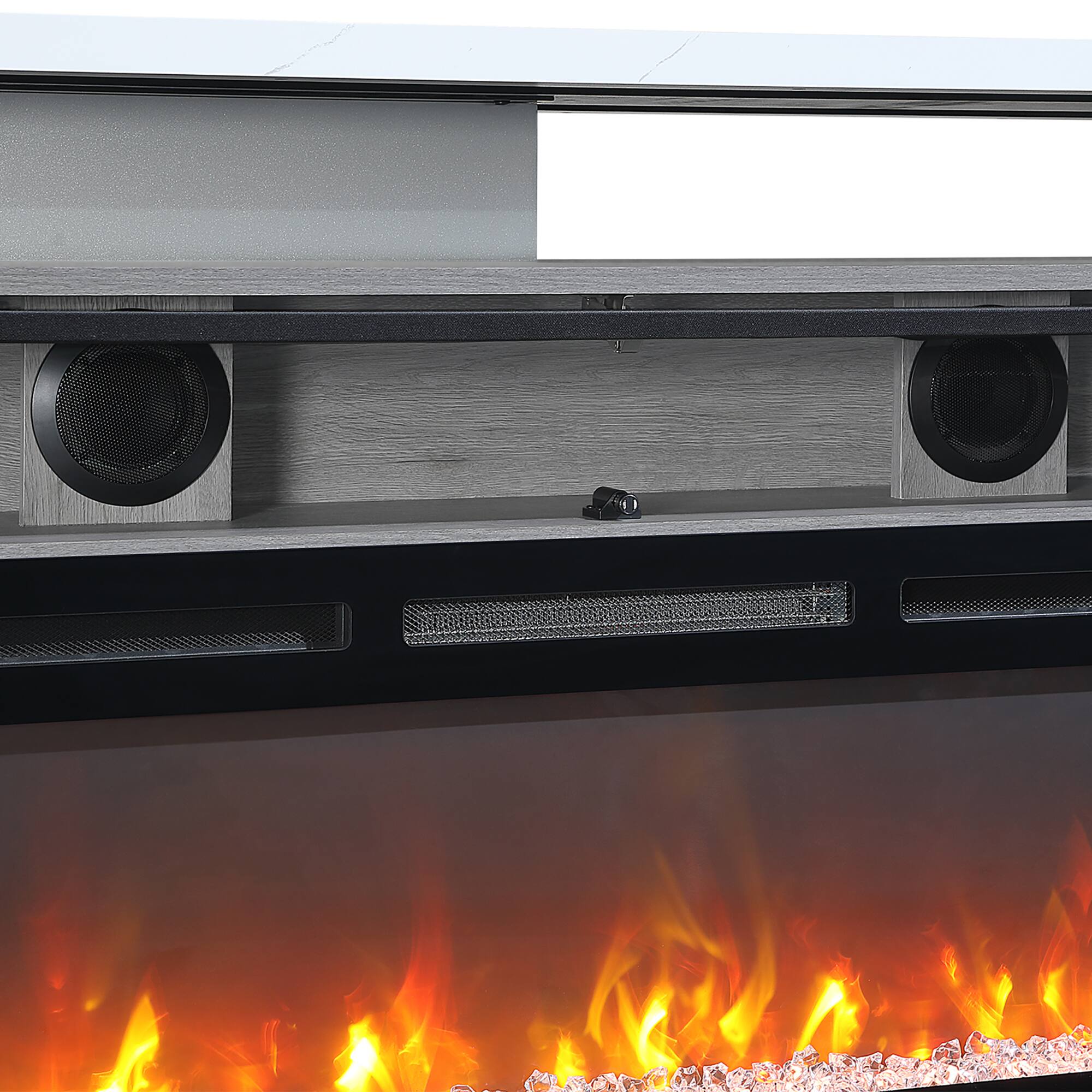 Alt View 7. Boyel Living - 76-in Gray Electric Fireplace Entertainment Center with Bluetooth Speaker and Remote Control - Grey.