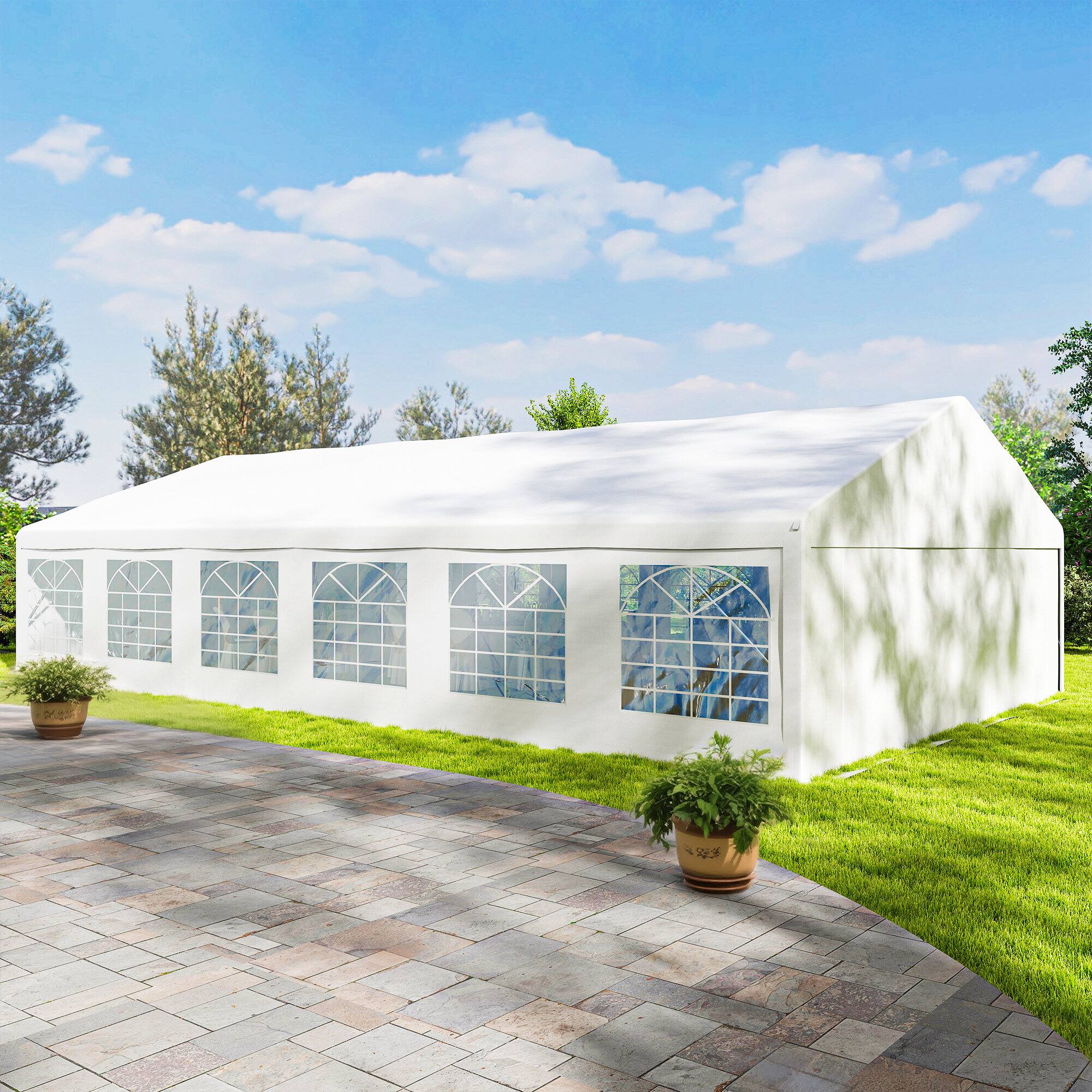 Alt View 8. Outsunny - x 39' Large Outdoor Carport Canopy Party Tent with Removable Protective Sidewalls & Windows - White.