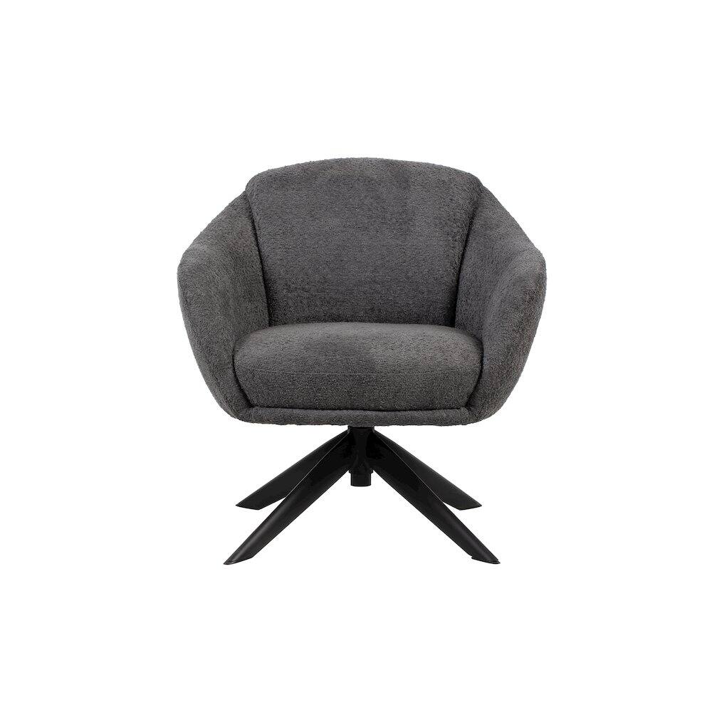 Alt View 1. New Classic Furniture - Fleming Metal and Fabric Swivel Lounge Chair in Gray - Grey.