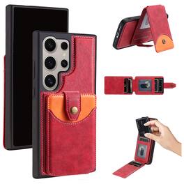 Dteck - For Samsung Galaxy S25 Ultra Case,2-in-1 Magnetic Detachable PU Leather Wallet Flip Stand Card Holder TPU Inner Cover - Red