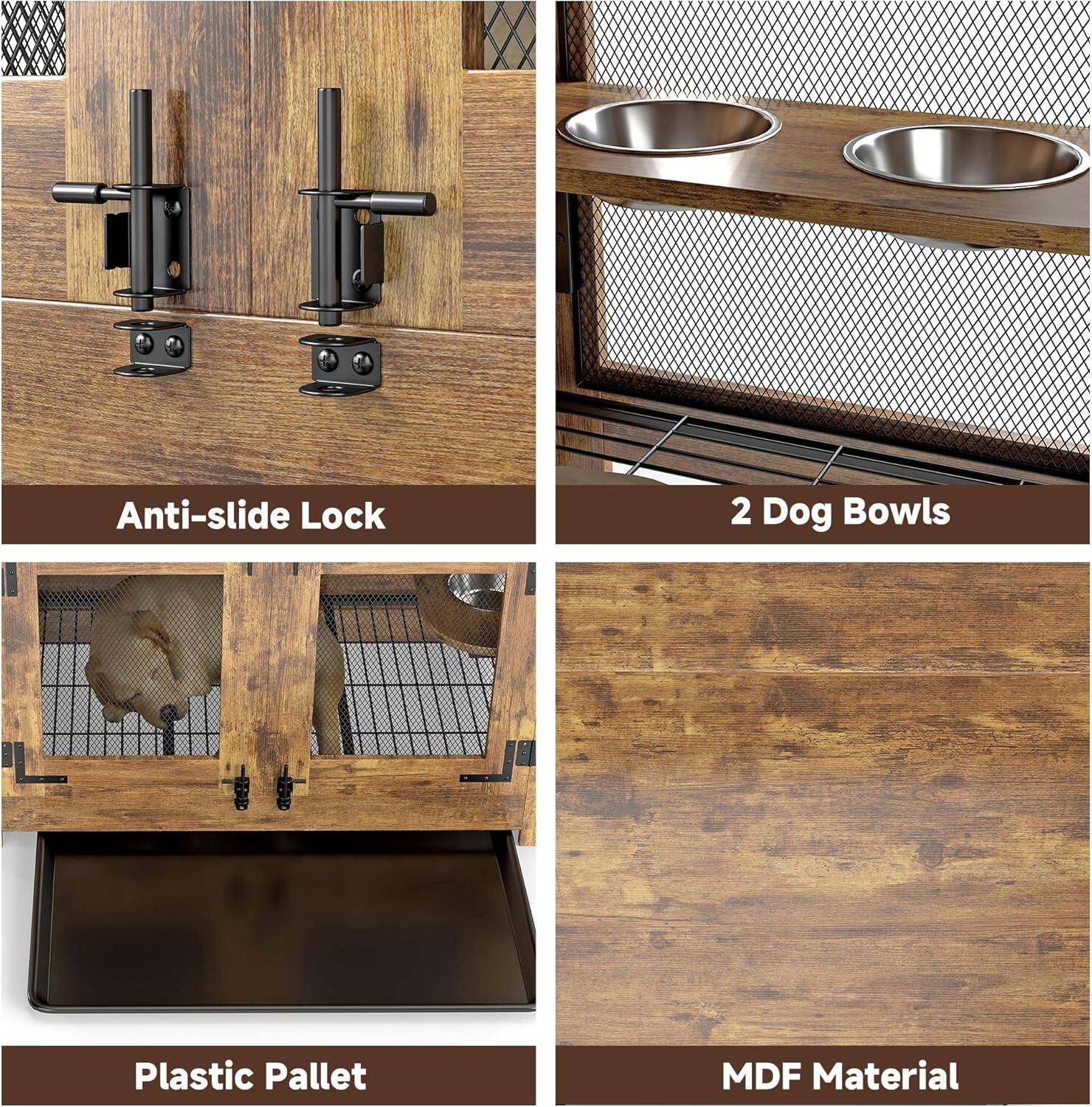 Anti-slide Lock  
2 Dog Bowls  
Plastic Pallet  
MDF Material