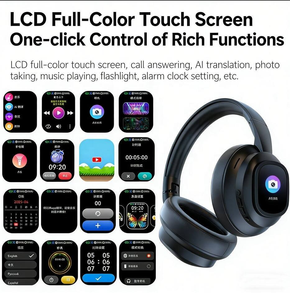 LCD Full-Color Touch Screen One-click Control of Rich Functions

LCD full-color touch screen, call answering, AI translation, photo taking, music playing, flashlight, alarm clock setting, etc.