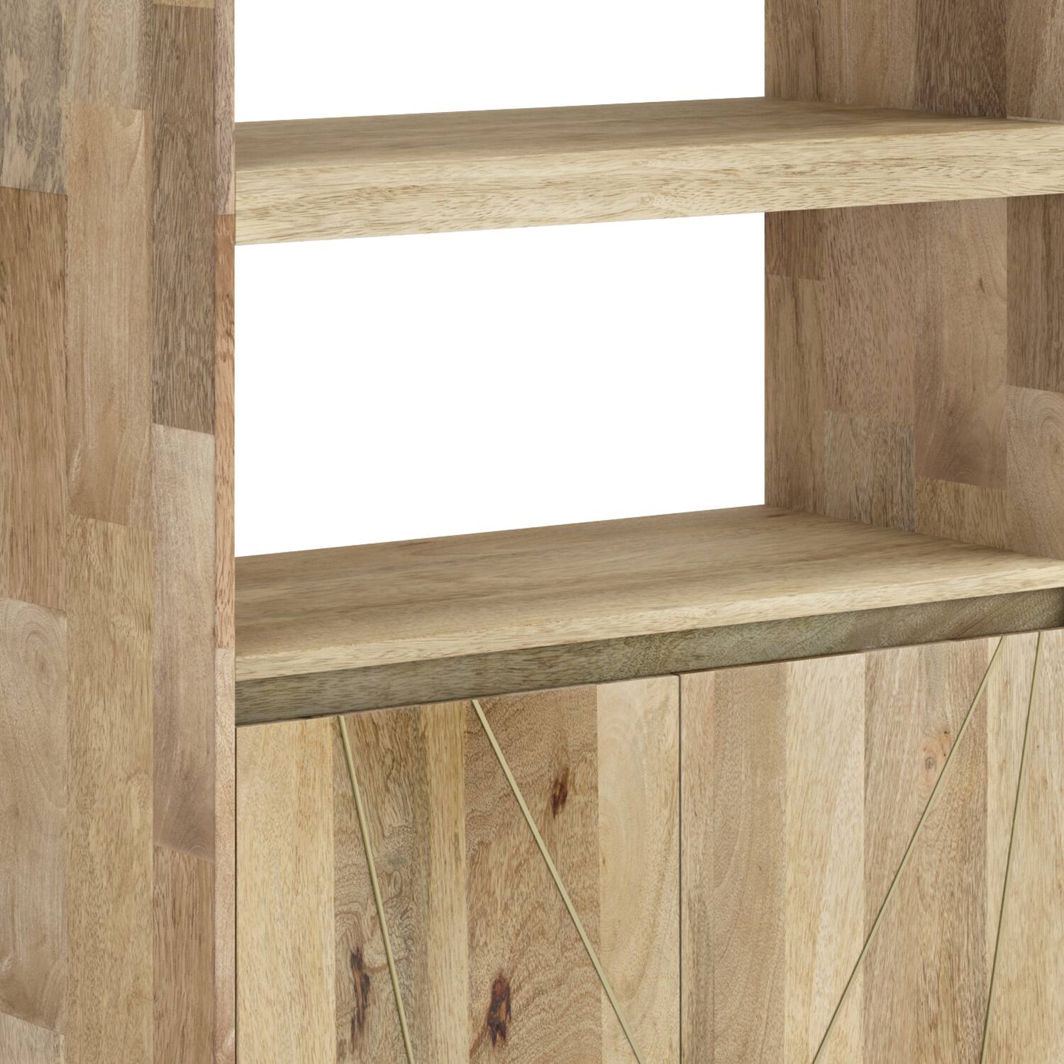 Alt View 5. Simpli Home - Jager SOLID MANGO WOOD 72 inch x 30 inch Contemporary Bookshelf with Doors in Natural - Natural.