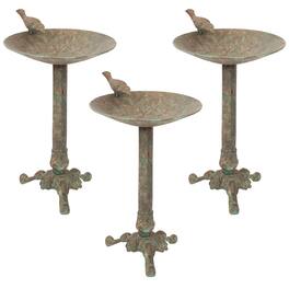 Sunnydaze - Ivy and Sage Metal Bird Bath - 12.25 in - 3pk - Rustic Patina