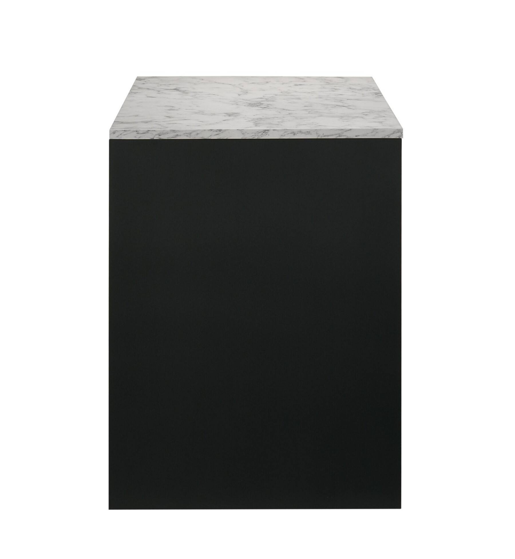 Alt View 9. Glintex - 47.9" Modern Writing Desk with Faux Marble Top, Integrated Storage Drawers, Sleek Finger Pulls, Durable Construction - Black,White.