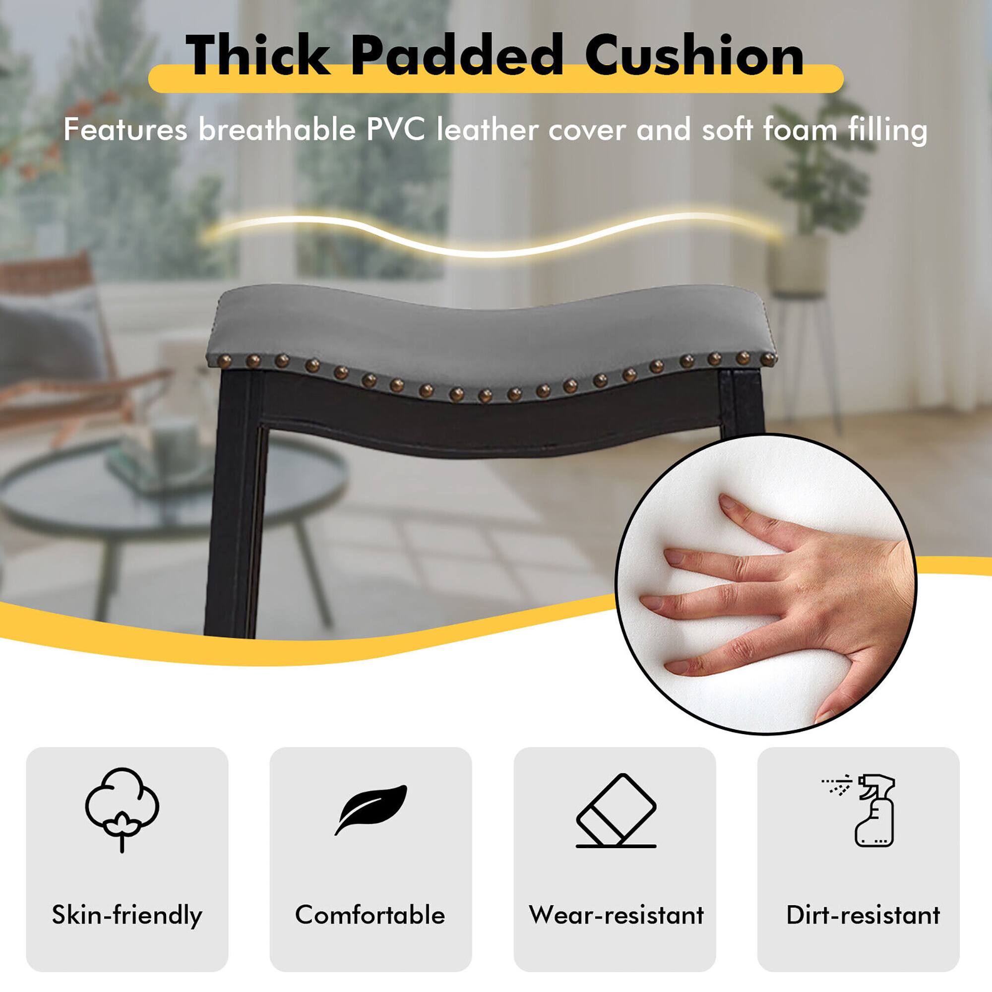 Thick Padded Cushion
Features breathable PVC leather cover and soft foam filling
Skin-friendly
Comfortable
Wear-resistant
Dirt-resistant
