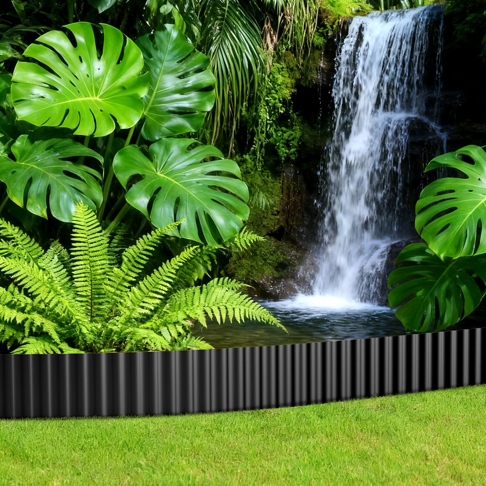 Front. Oumilen - Black Galvanized Metal Garden Edging, 6in × 20ft.