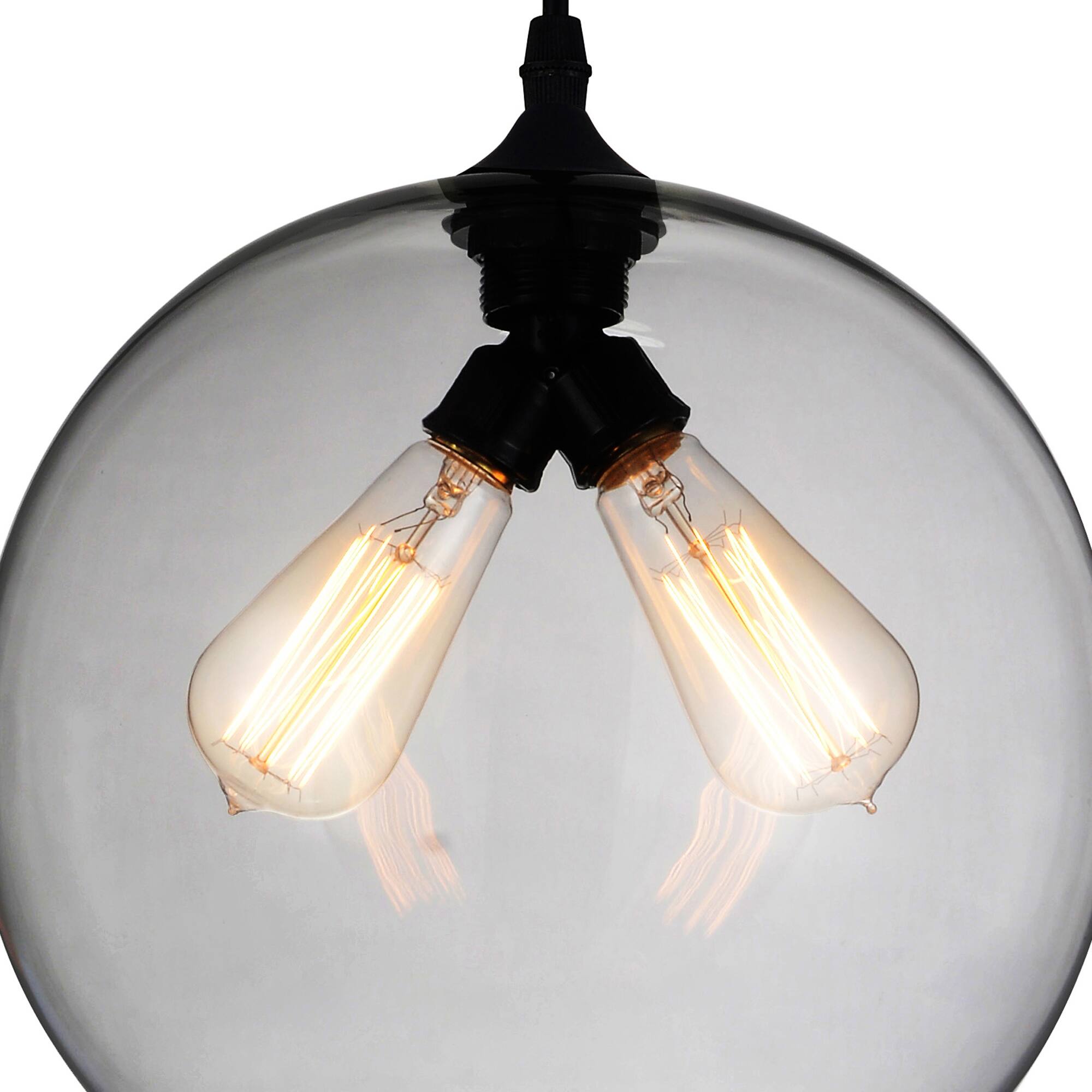 Back. CWI Lighting - Glass 2 Light Down Mini Pendant With Smoke Finish - Black.