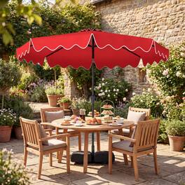 Mondawe - 10 FT Outdoor Patio Umbrella Solar LED Lights with Weighted Base - Red