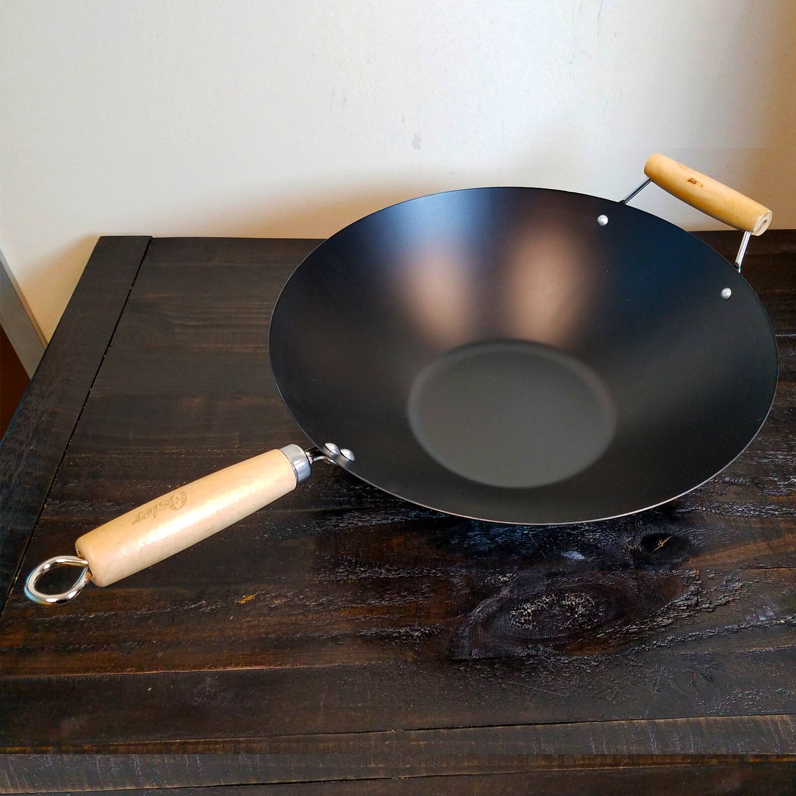 Alt View 4. Oster - Oster Findley 13.7 in. Carbon Steel Wok - Black.