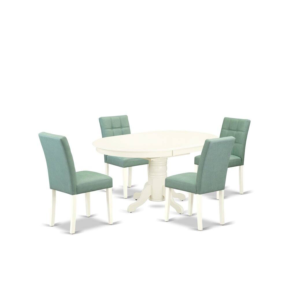 Alt View 1. East West Furniture - 5 Piece Dining Room Table Set - White.