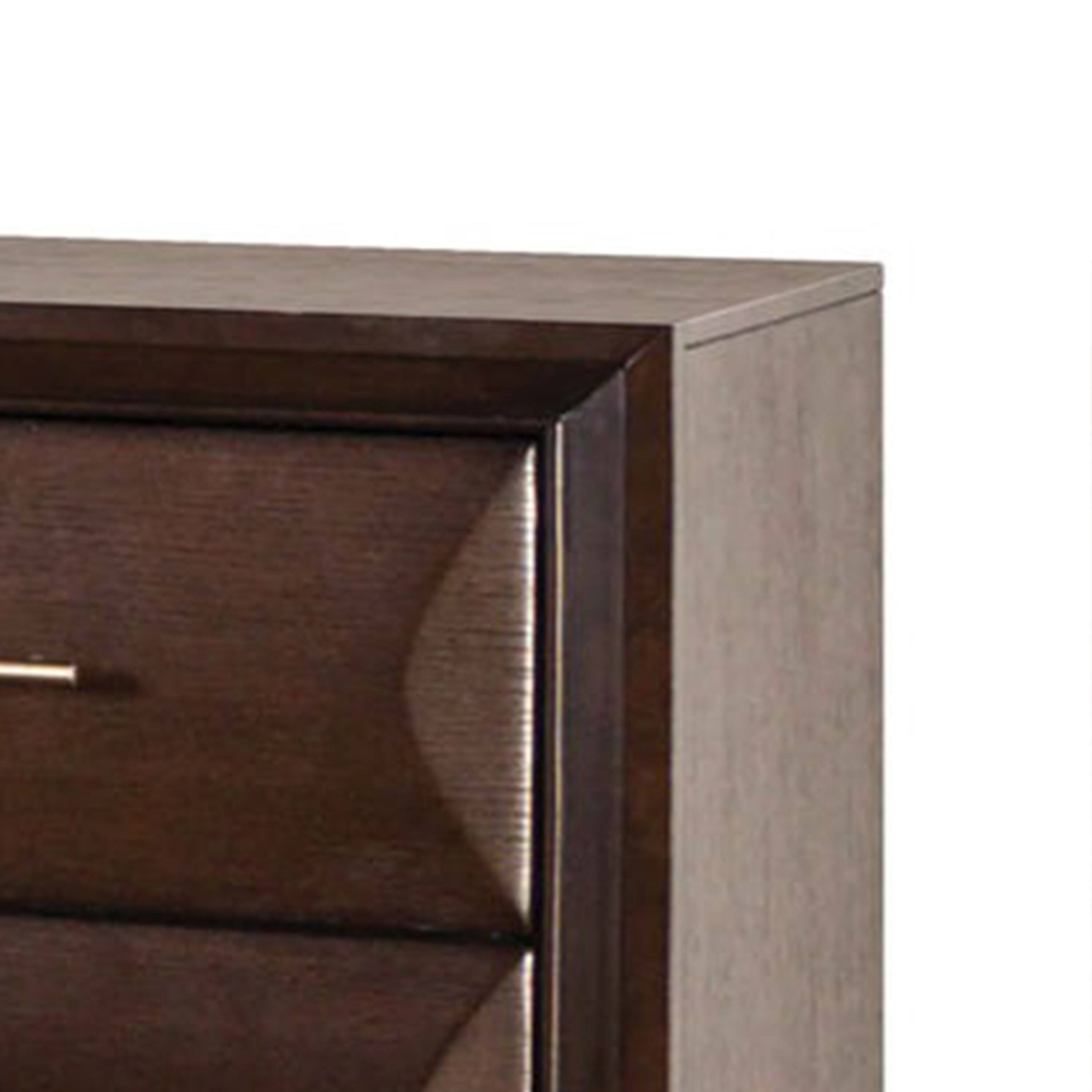 Alt View 2. Manhattan Lane - Nitz Nightstand, 2 Drawers, Espresso Brown Solid Wood, 27 Inch - Espresso Brown, Gold.