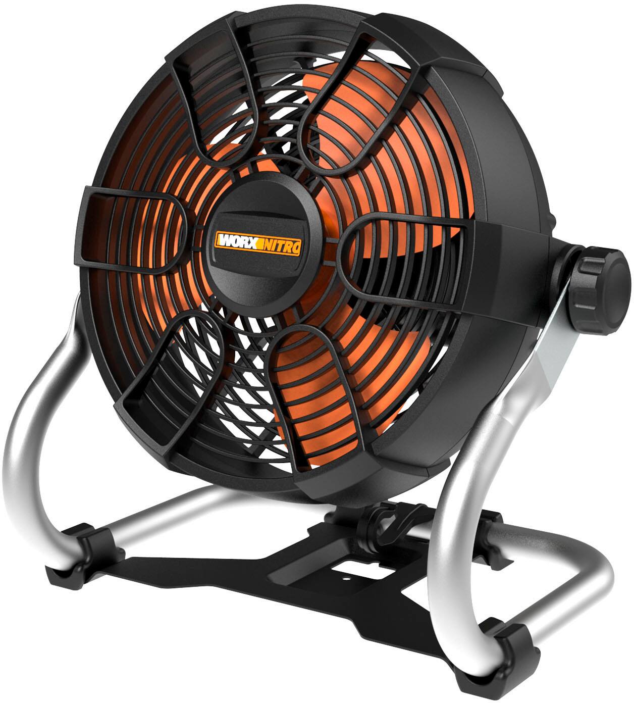 Front. WORX - Nitro 20V Power Share Cordless 9" Work Fan with Battery and Charger - Black.