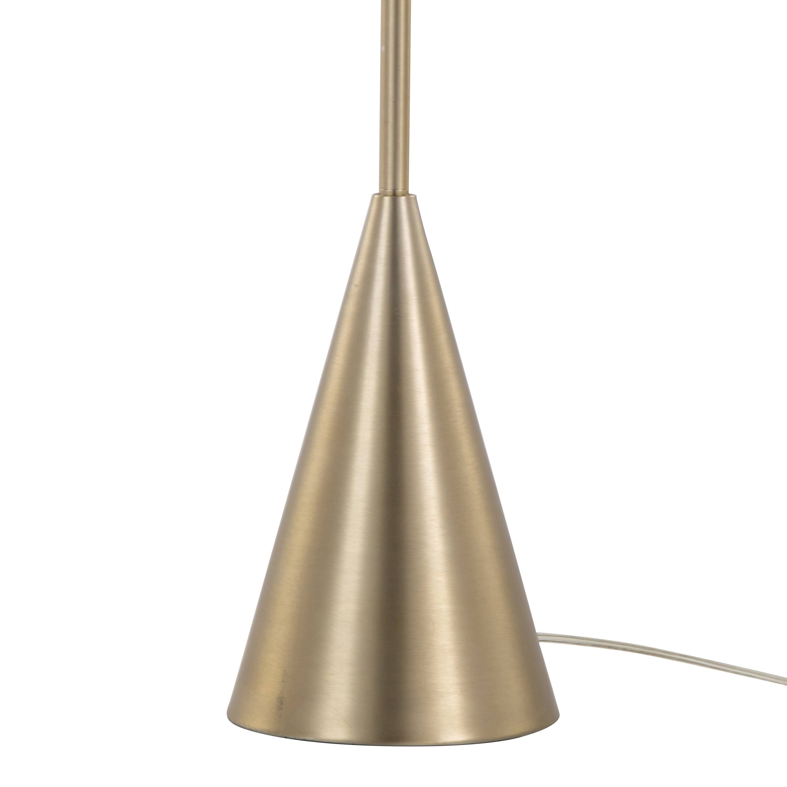 Back. Loheer - Loheer 64 Inch Gold Floor Lamp Contemporary Metal Standing Light with White Linen Shade for Living Room Bedroom - Gold.