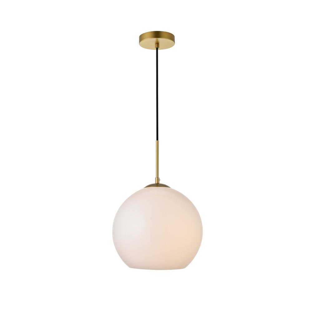 Alt View 3. Living District - Baxter 1 Light Brass Pendant With Frosted White Glass - Brass And Frosted White.