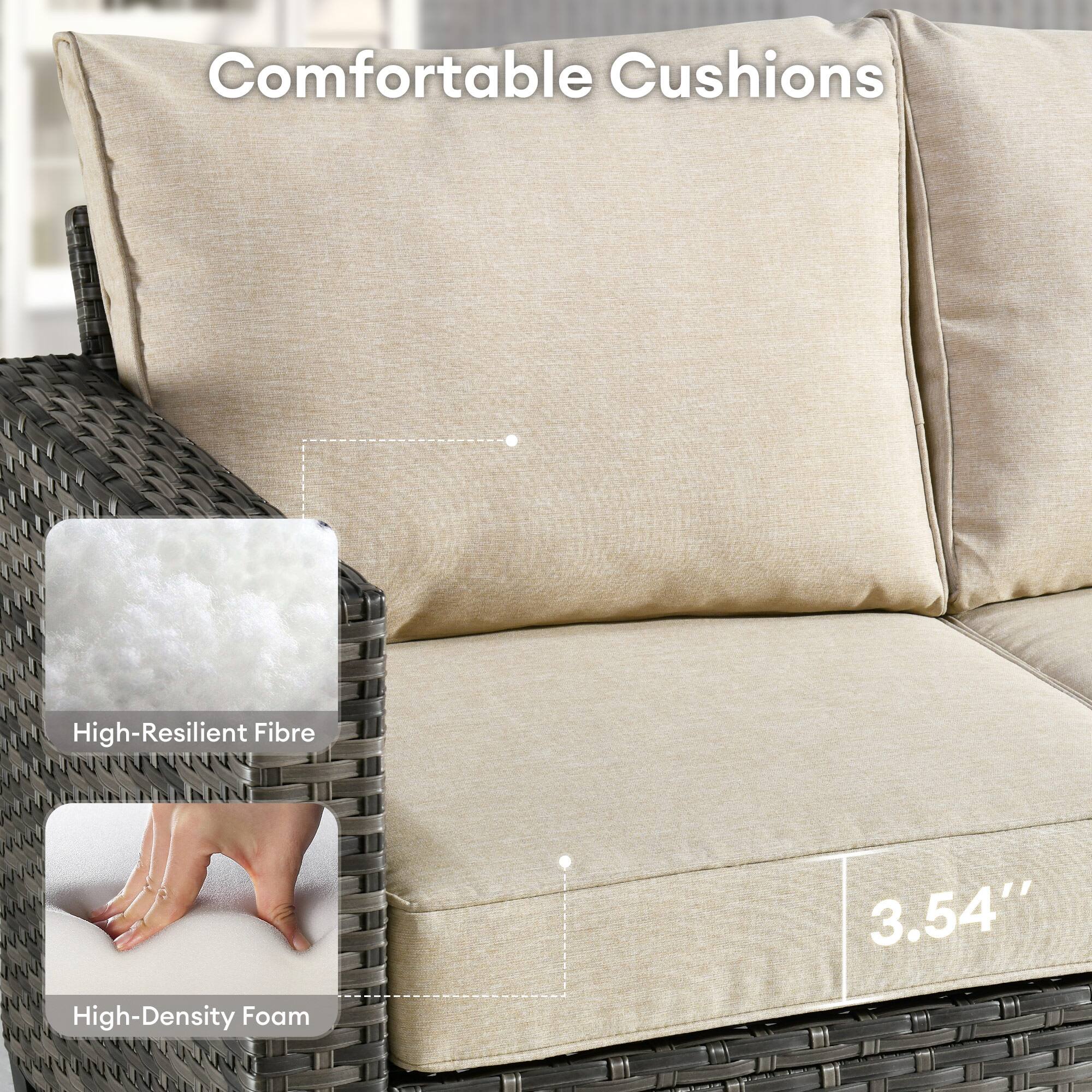 Comfortable Cushions

- High-Resilient Fibre
- High-Density Foam

3.54"