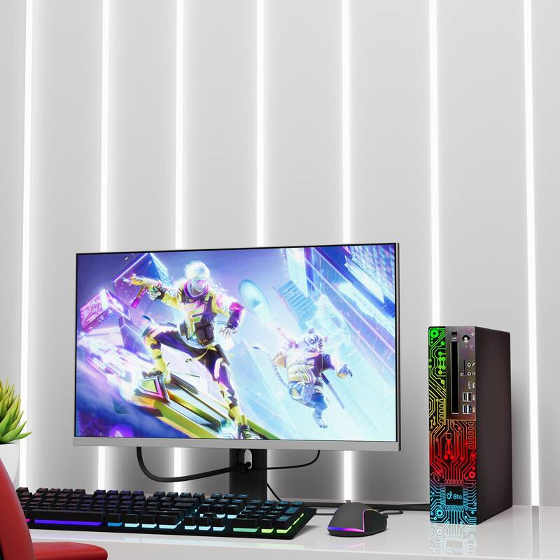 Angle. Lenovo - RGB M920 SFF Desktop Computer PC | Intel Core i5-8th | 16GB DDR4 RAM | 512GB SSD | NVIDIA GTX 1050Ti | Wi-Fi | Win11 - Black.