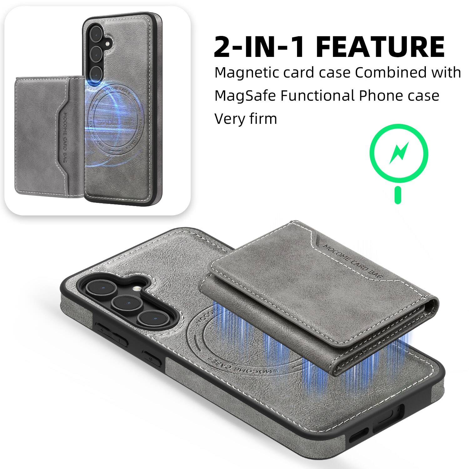 MOCOME CARD BAG CARES

2-IN-1 FEATURE
Magnetic card case Combined with MagSafe Functional Phone case
Very firm