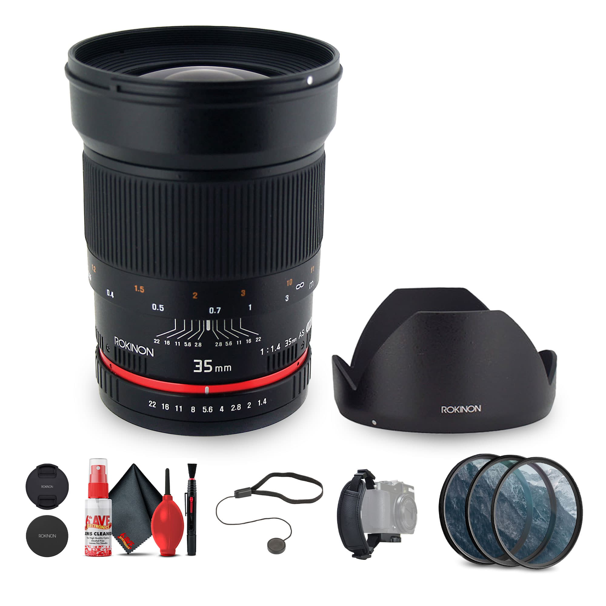 Rokinon - 35mm f/1.4 Wide-Angle US UMC Aspherical Lens for Olympus Bundle - Black