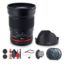Rokinon - 35mm f/1.4 Wide-Angle US UMC Aspherical Lens for Olympus Bundle - Black