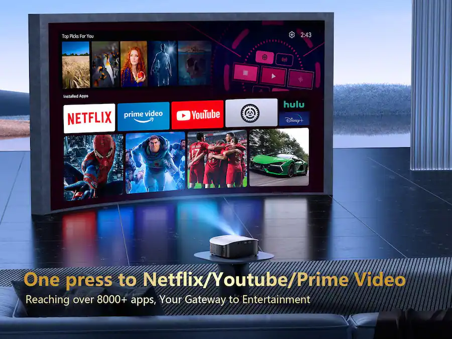 Elephas Smart 4K Projector – 5G WiFi Bluetooth, Netflix Prime