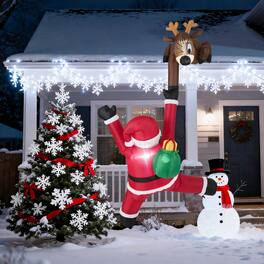 Costway - 8.5 FT Christmas Inflatable Reindeer & Climbing Santa Claus, Indoor/Outdoor Advent Calendar - Multicolor
