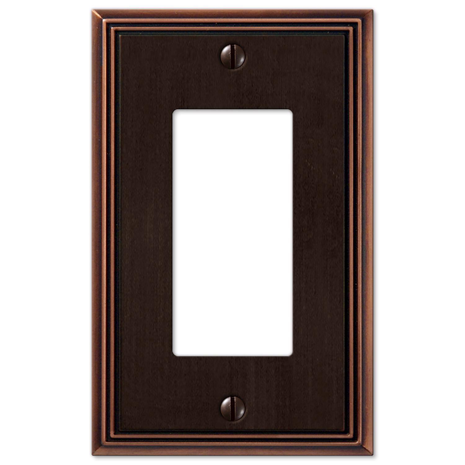 Angle. AMERELLE - Amerelle Metro Aged Bronze 1 gang Die-Cast Metal Decorator Wall Plate 1 pk - Bronze.