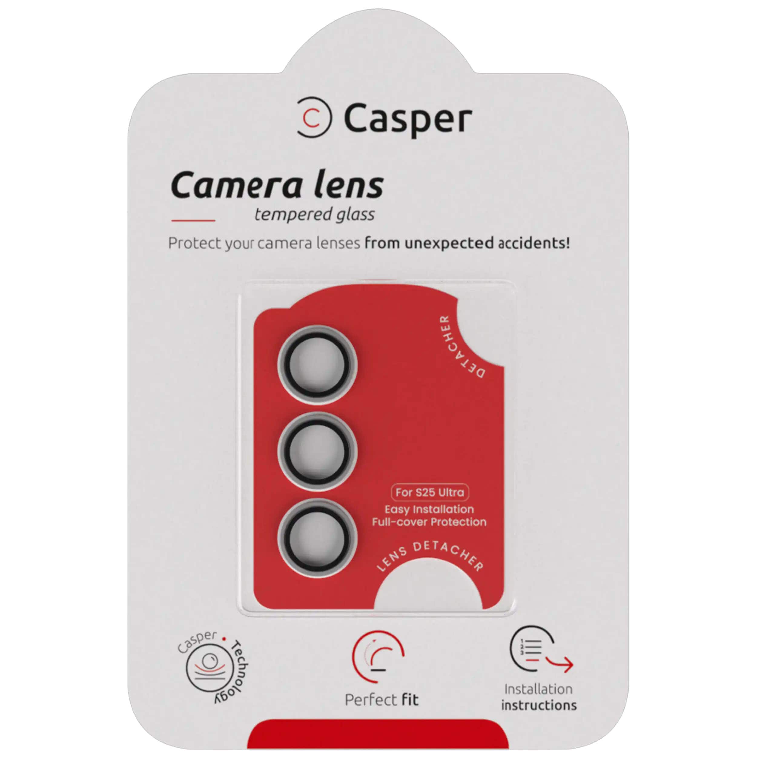 Casper - Camera Lens Protector Compatible For Samsung Galaxy S25 Ultra - Clear - Clear/Transparent