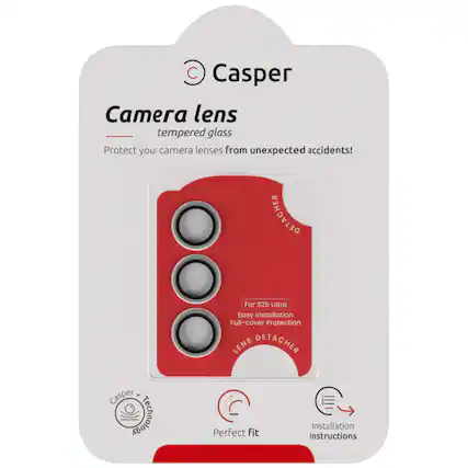 Casper
Camera lens tempered glass
Protect your camera lenses from unexpected accidents!
For S25 Ultra
Easy Installation
Full-cover Protection
Lens Detacher
Perfect Fit
Installation instructions