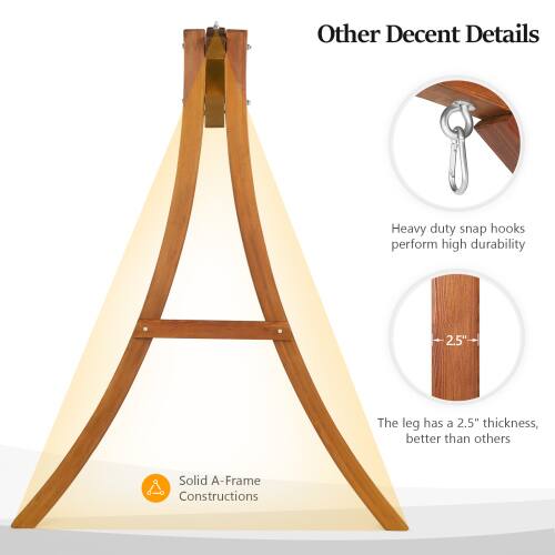 Other Decent Details

Heavy duty snap hooks perform high durability

The leg has a 2.5" thickness, better than others

Solid A-Frame Constructions