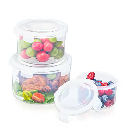 Front. Sorbus - Sorbus 3 Pack Nesting Round Plastic Food Storage Containers Stackable Meal Prep Bowls - Clear.