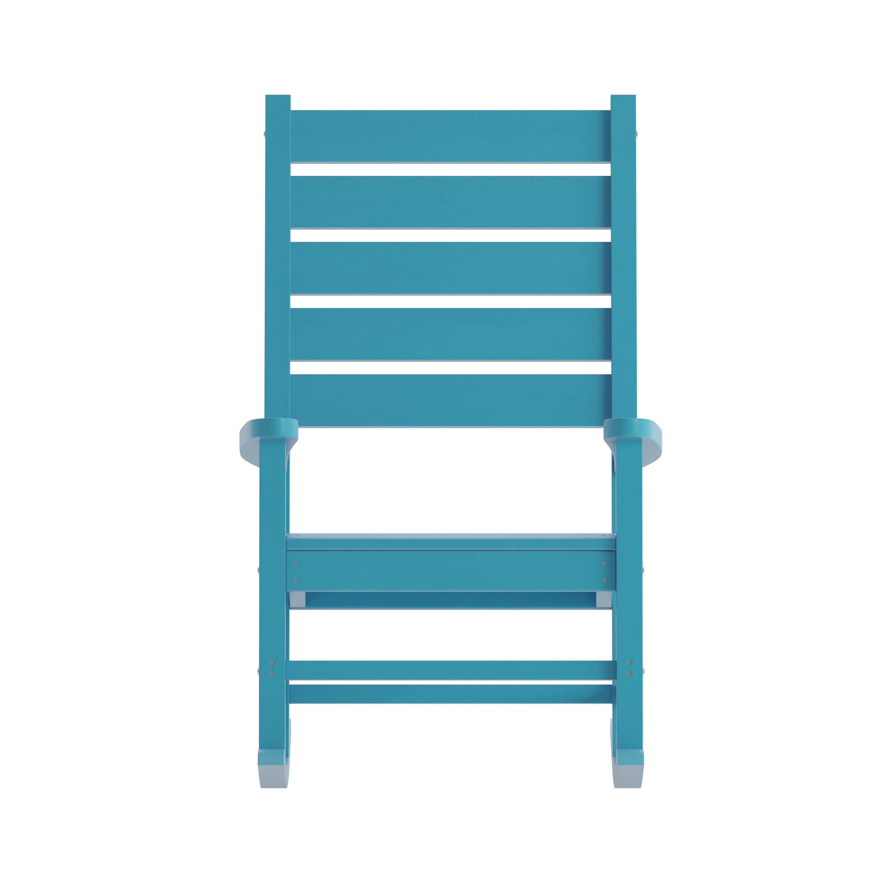 Alt View 9. Emma + Oliver - Florian Contemporary Rocking Chair, All-Weather HDPE Indoor/Outdoor Rocker - Blue.