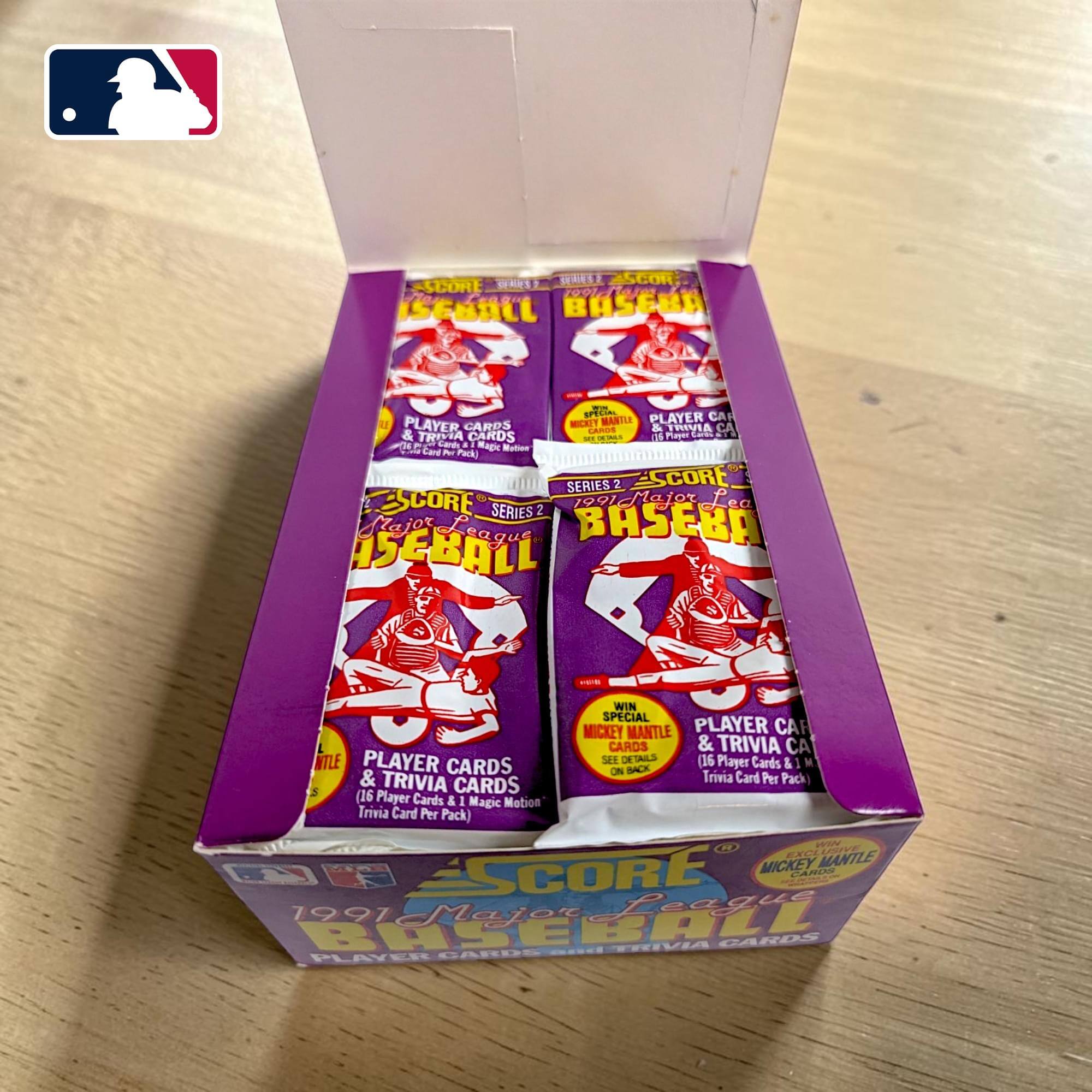 SCORE BASEBALL - SPECIAL PLAYER CARDS & TRIVIA CARDS  
36 Please Leti L Card a1 Magic Motion adidas Card N Pack SERIES 2 SCORE SCORE SERIES 2  
Major League BASEBALL WIN SPECIAL MICKEY MANTLE PLAYER CARDS & TRIVIA CARDS  
(16 Player Cards & 1 Magic Motion Trivia Card Per Pack)  
MICKEY MANTLE SCORE Major League BASEBALL PLAYER CARDS & TRIVIA CARDS