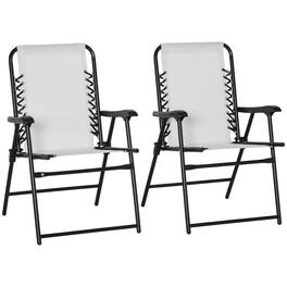 Resenkos - 2-Piece Collapsible Chairs with Armrest, Lightweight Beach Patio Pool Outdoor Loungers - Cream White