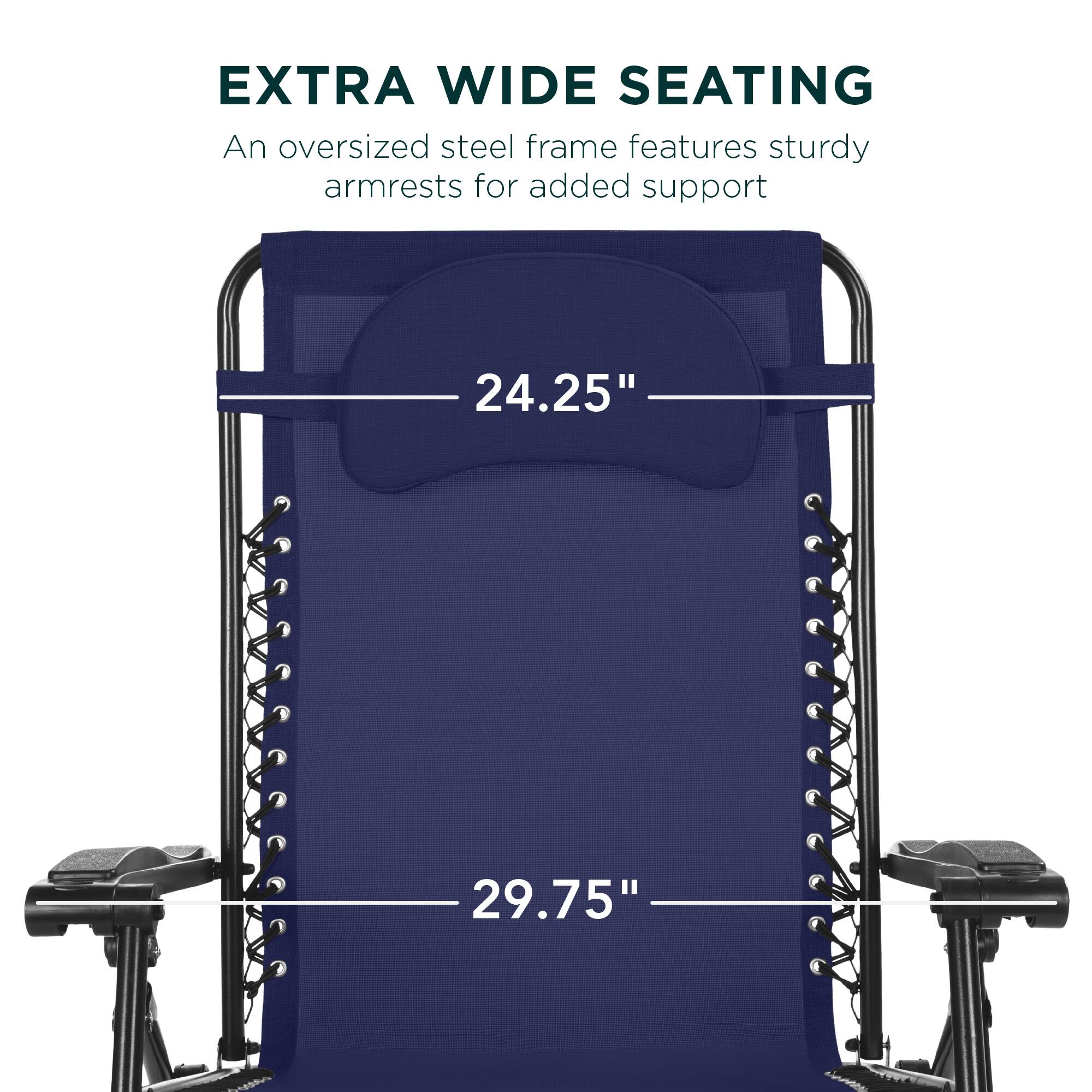 EXTRA WIDE SEATING  
An oversized steel frame features sturdy armrests for added support  

24.25"  
29.75"
