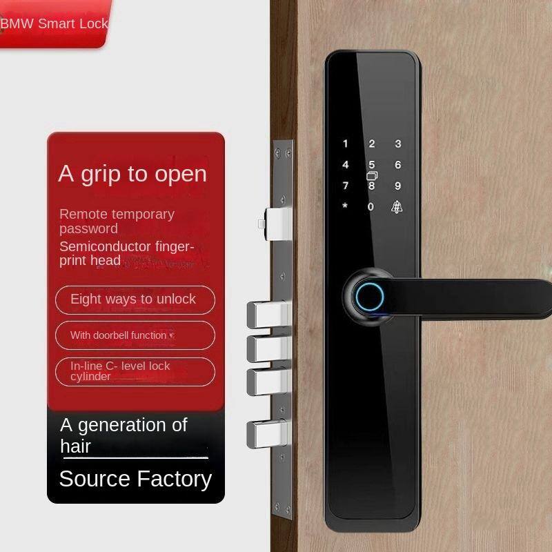 BMW Smart Lock

A grip to open

- Remote temporary password
- Semiconductor fingerprint head

Eight ways to unlock

- With doorbell function
- In-line C-level lock cylinder

A generation of hair

Source Factory