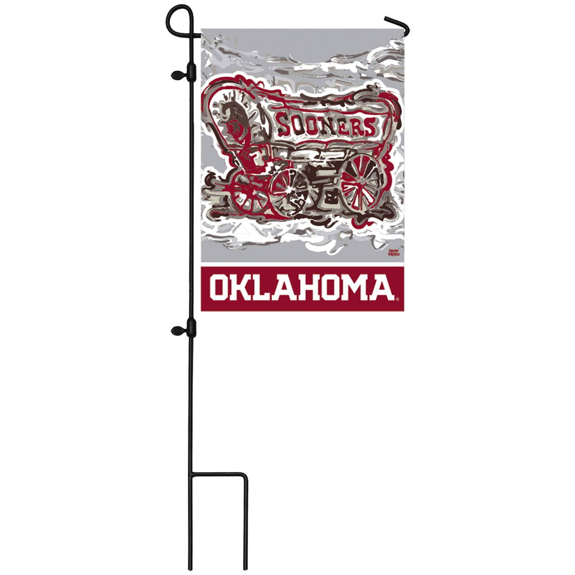 Evergreen Enterprises - Oklahoma Sooners 18" x 12.5" Justin Patten Designed Double-Sided Garden Flag - Multicolor