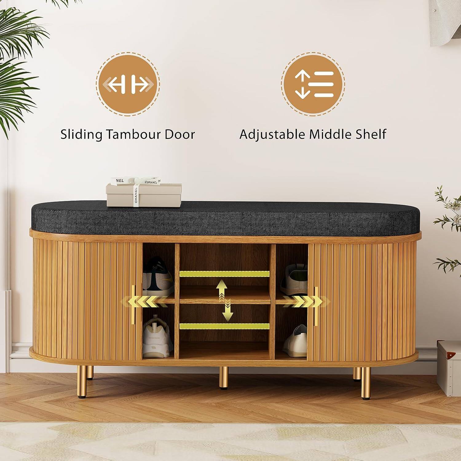 Sliding Tambour Door Adjustable Middle Shelf NEL SPA/NEL RA