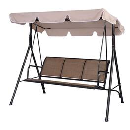 Hivvago - Outdoor 3-Person Canopy Swing for Porch Patio or Deck - Brown