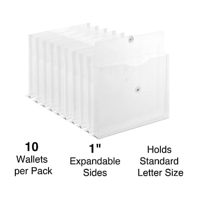 10 Wallets per Pack  
1" Expandable Sides  
Holds Standard Letter Size