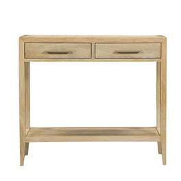 Manhattan Lane - Unya 36 Inch Sofa Console Table with Shelf, 2 Drawers, Natural Brown Mango Wood, Organic Decor - Natural Brown, Beige
