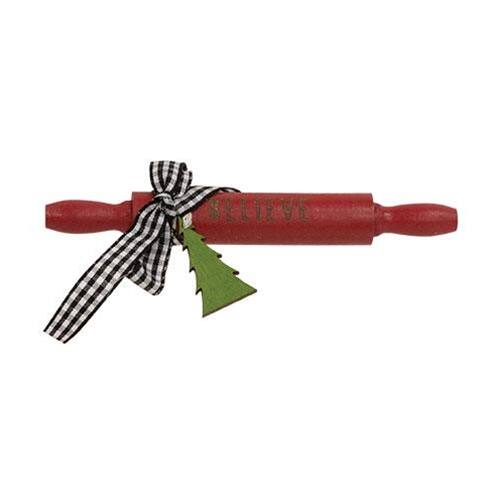 Front. BreeBe - *Believe Wooden Rolling Pin - Red.