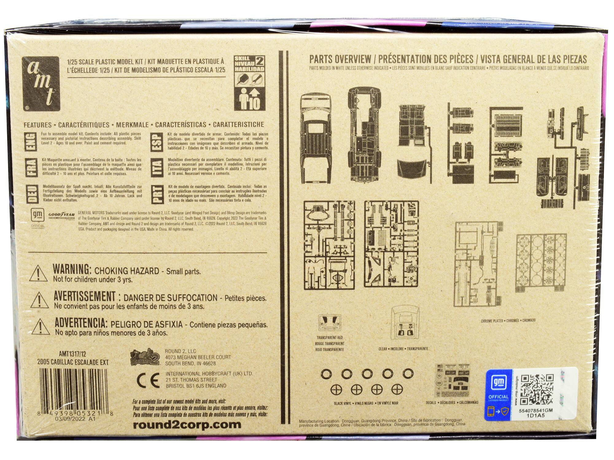 Sure, here is the corrected and grouped text from the image:

---

**1/25 SCALE PLASTIC MODEL KIT / KIT MAQUETTE EN PLASTIQUE À L'ÉCHELLE 1/25 / KIT DE MODELISMO DE PLÁSTICO ESCALA 1/25 / KIT MODELISMO PLÁSTICO ESCALA 1/25 / KIT MODELISMO PLÁSTICO ESCALA 1/25**

**SKILL 2 / HABILIDAD 2 / HABILIDAD 2 / HABILIDAD 2**

**FEATURES / CARACTERÍSTIQUES / MERKMALE / CARACTERÍSTICAS / CARATTERISTICHE**

- Fun to assemble model kit. Contents include: All plastic pieces, pictorial instructions describing assembly. Skill level 2 - Ages 10 and up. Pass and enjoy.
- Kit maquette amusant à monter. Contient la boîte : toutes les pièces nécessaires pour compléter le modèle et les instructions illustrées. Difficulté 2 - à partir de 10 ans. Pass et profitez.
- Modelo divertente de mont
