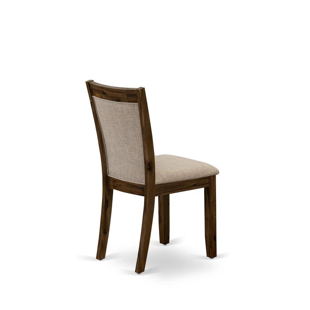 Left. East West Furniture - MZCNT04 Dining Room Chairs - Light Tan Linen Fabric Seat and High Chair Back - Sand Blasting Antique Walnut Finish (SET - Antique Walnut.