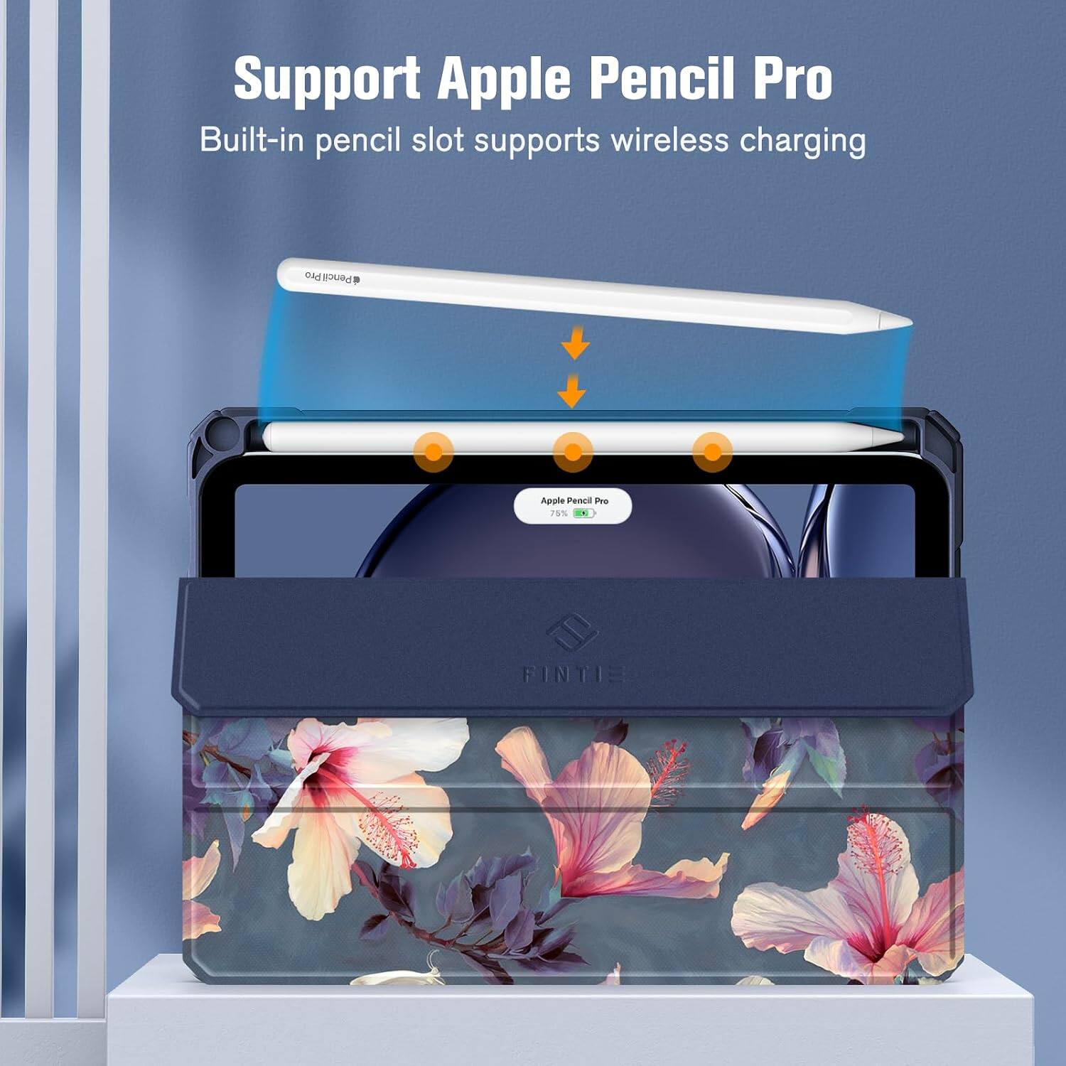 Support Apple Pencil Pro  
Built-in pencil slot supports wireless charging  

Pencil Pro  
Apple Pencil Pro 75%  

FINTIE