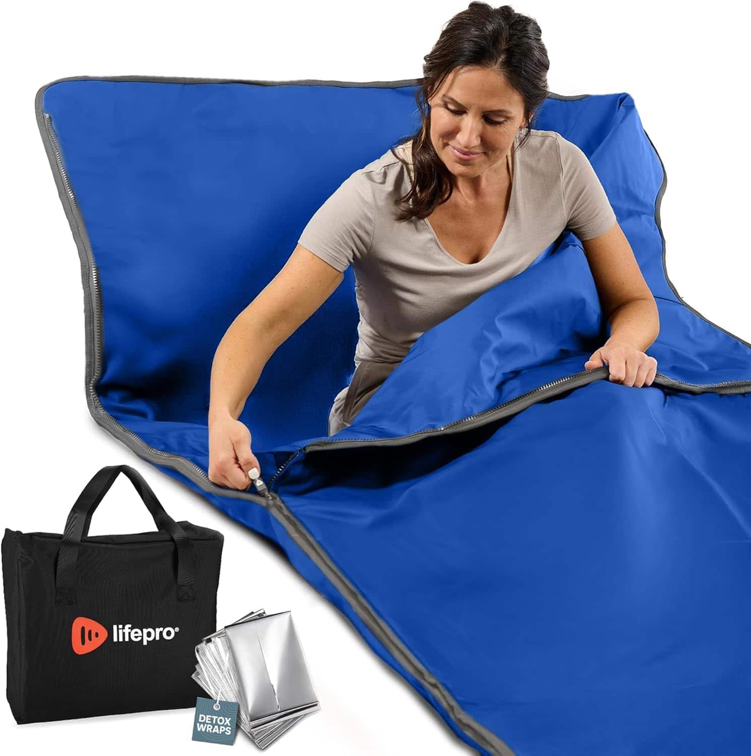 LifePro - Infrared Sauna Blanket Full Body Detox Relaxation and Weight Loss Sauna Blanket - Blue