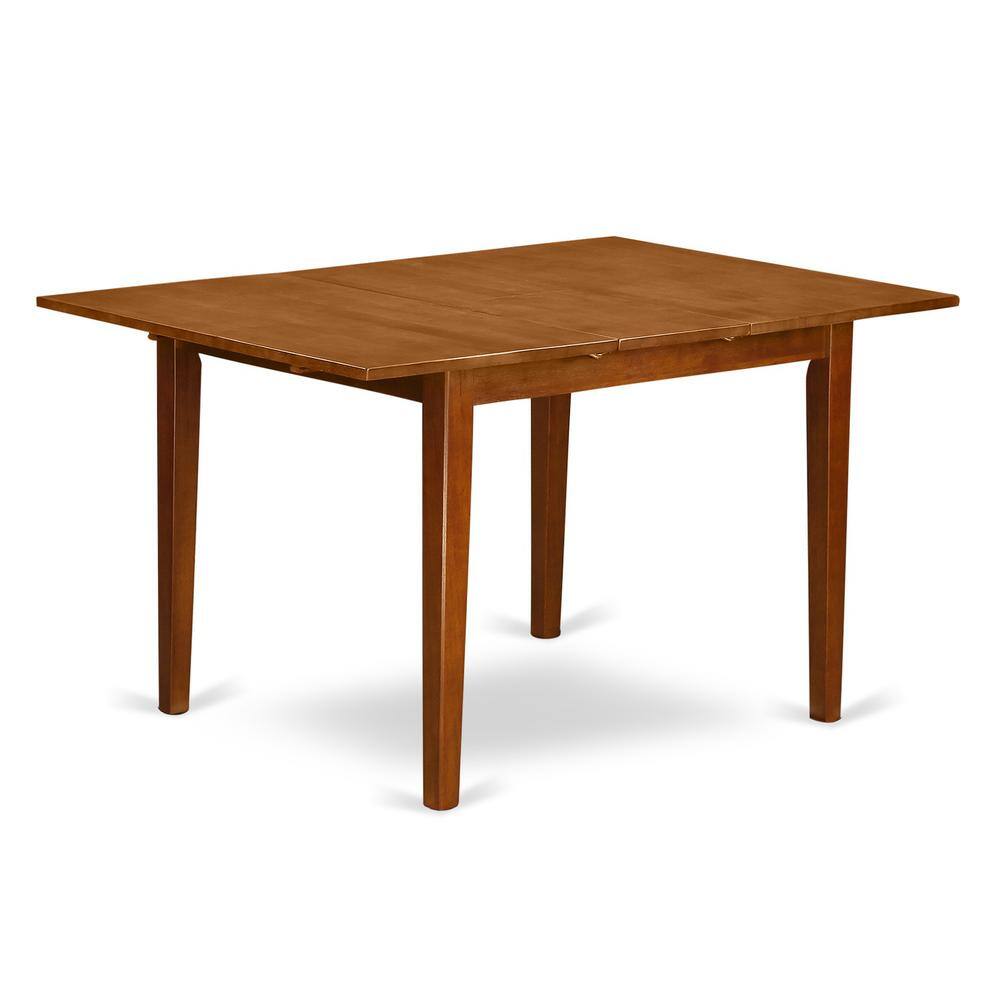 Left. East West Furniture - MLPO7-SBR-C 7 Pc dinette set for small spaces-Kitchen Table and 6 Dining Chairs - Saddle Brown.