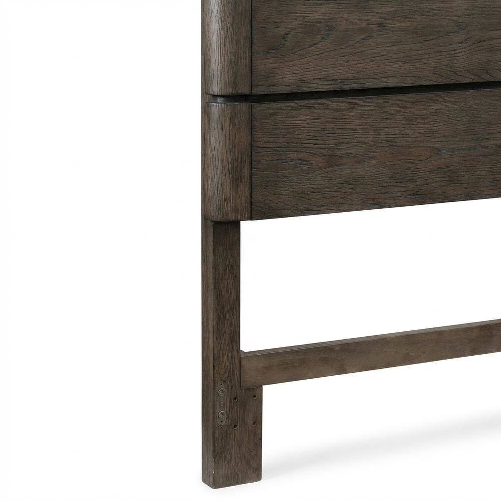 Back. Starlight Canyon Home - Brown Queen Panel Bed Headboard with LED Touch Light and Oak Veneers - Satin Espresso.