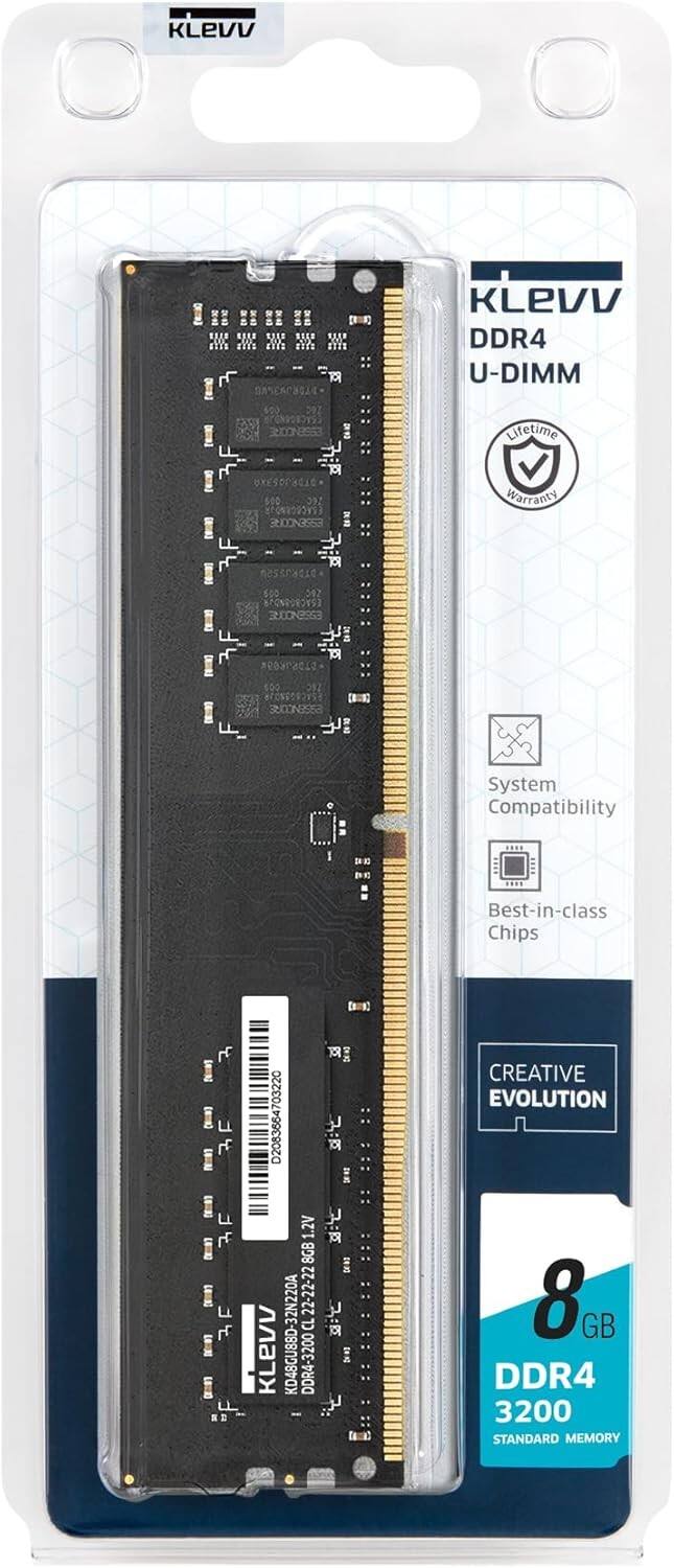 KLEVV DDR4 U-DIMM  
8GB DDR4 3200 STANDARD MEMORY  
CREATIVE EVOLUTION  
System Compatibility  
Best-in-class Chips  
Lifetime Warranty  
KLEVV DDR4 U-DIMM 500 nos 302  
Lifetime Warranty 600 292  
System Compatibility I SE  
Best-in-class Chips  
3 X 208366470322C 2 = 1.2V # 8GB I 22-22-22 KD48GU88D-32N220A CL 2  
KLEVV DDR4-3200C