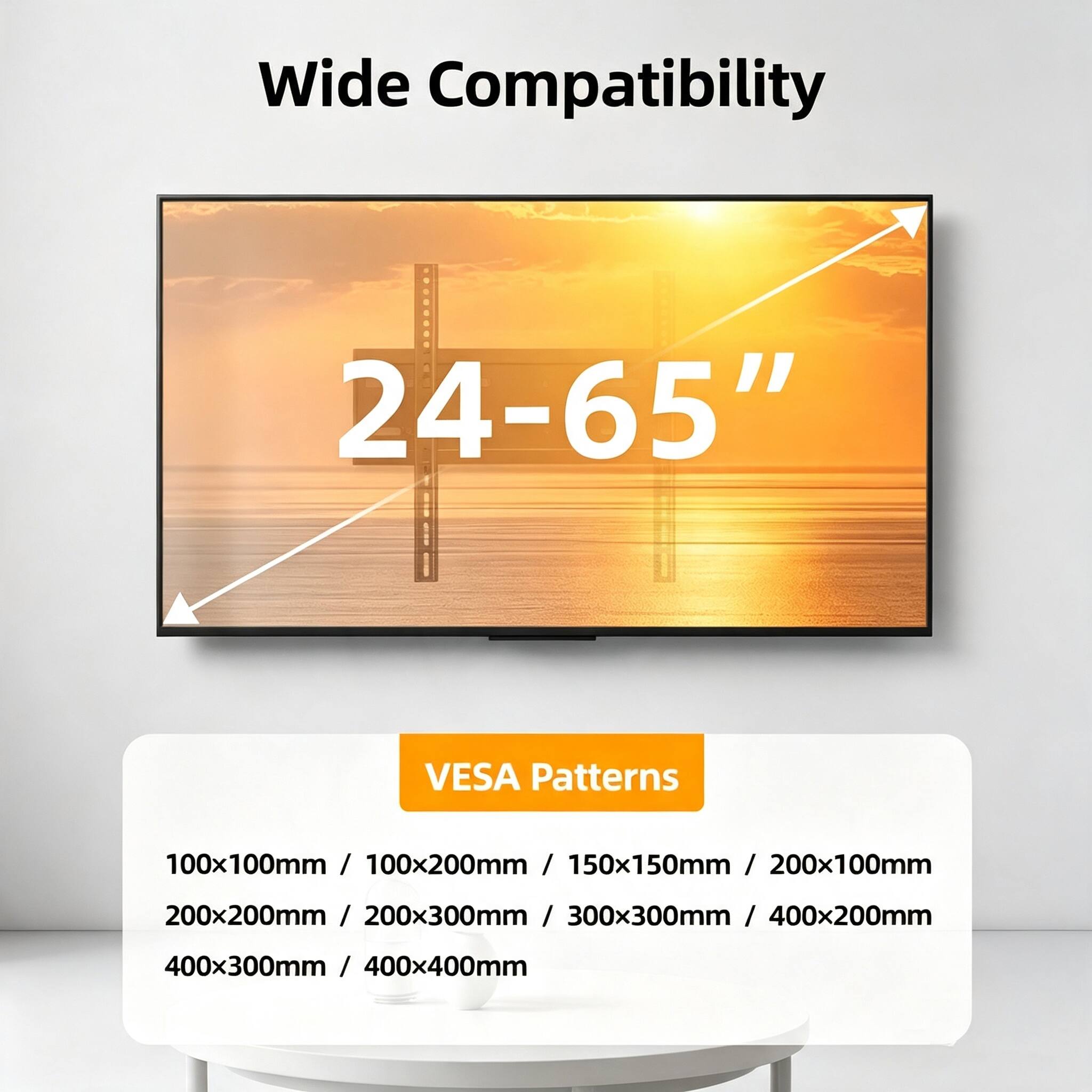 Dazzed Corner Low Profile TV Mount Bracket with Safe Lock, for 24 65 ...